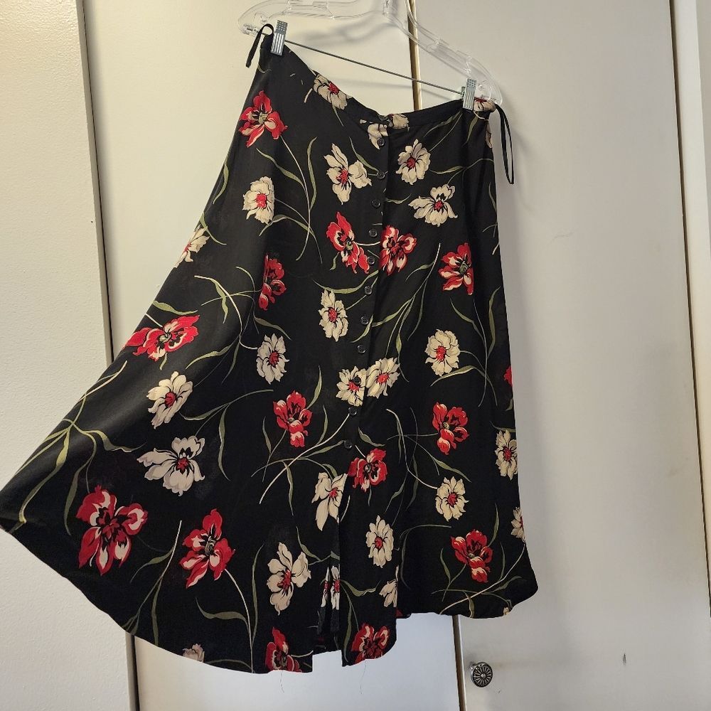 Jones New York Vintage 90s button down Floral Midi Skirt Large